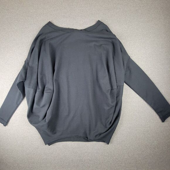 Planet by Lauren G OS Black Raw Hem Art to Wear Sweatshirt 994 - Picture 2 of 11